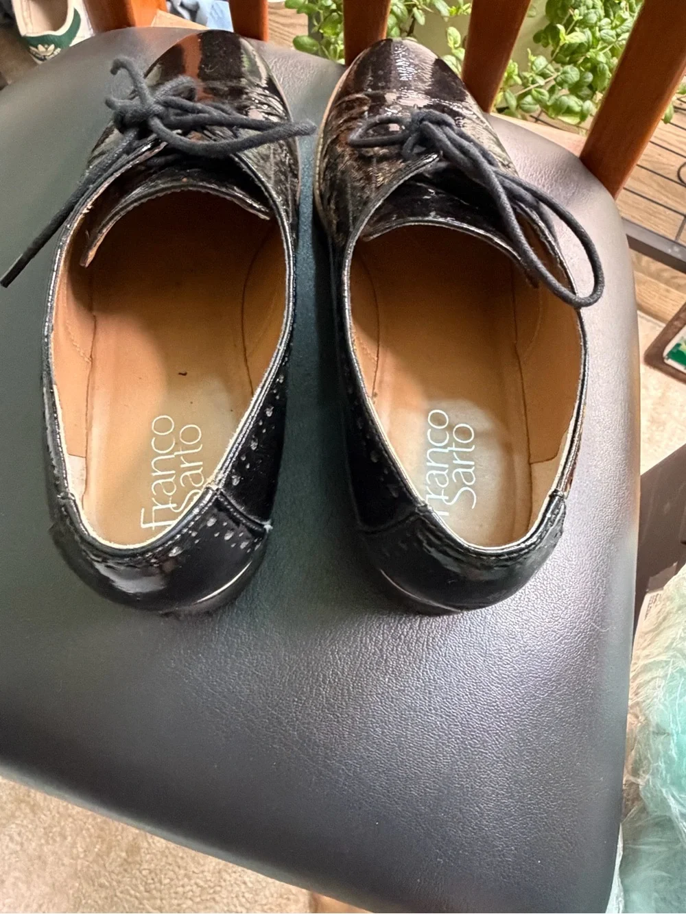 Franco Sarto Black Patent Leather Oxfords Shoes